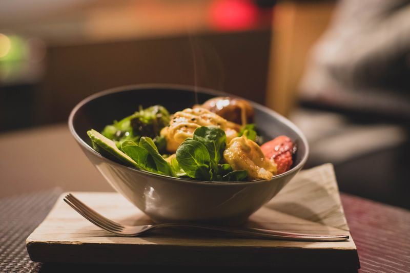 Grilled chicken salad with fresh greens